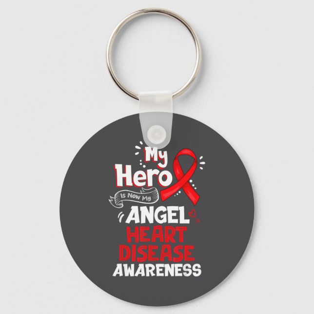 Chaveiro My Hero Is Now My Angel Heart Disease Awareness  (Frente)