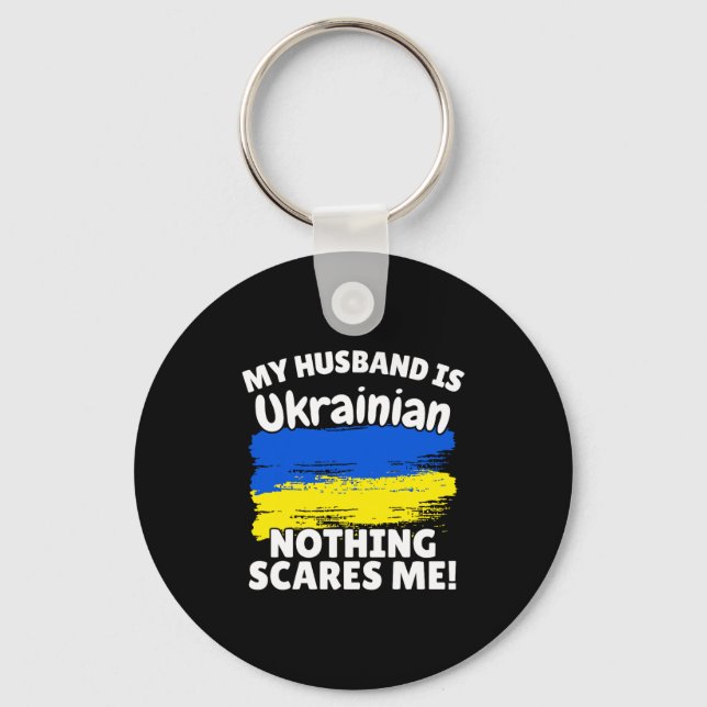 Chaveiro My Husband Is Ukrainian Funny Ukraine Flag Gift Fo (Frente)