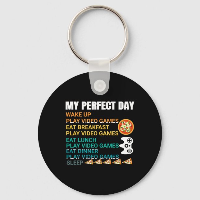 Chaveiro My Perfect Day Pizza Video Games Gamer Controller  (Frente)