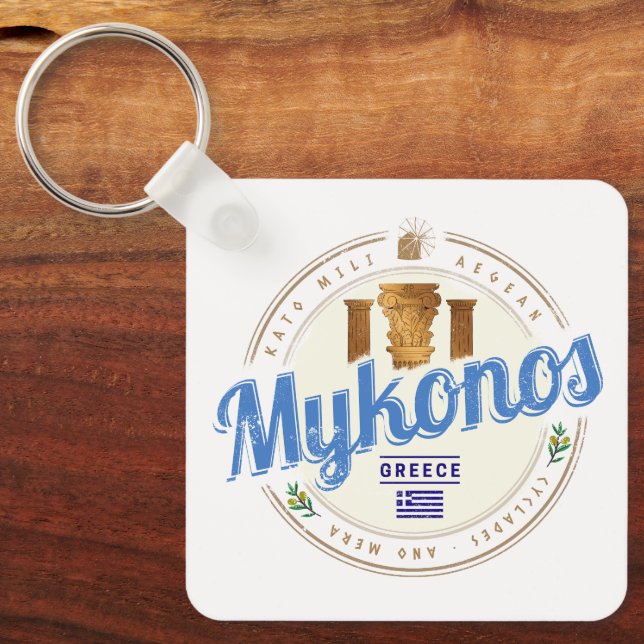 Chaveiro Mykonos Cyclades Islands Grécia Vintage Souvenir (Frente)
