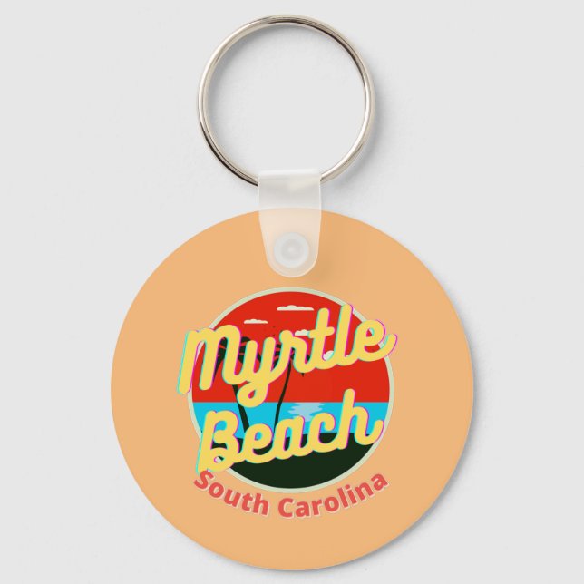 Chaveiro Myrtle Beach South Carolina Retro Sunset (Frente)
