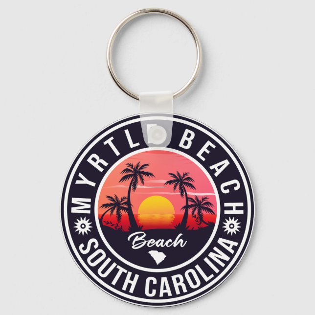 Chaveiro Myrtle Beach South Carolina Retro Sunset Souvenir (Frente)