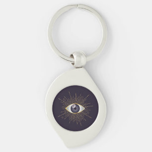 Chaveiro Mystic Mau Eye Nazar Mati Dourado e Violeta