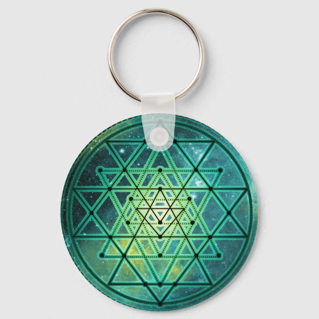 Chaveiro Mystical Green Sri Yantra (Frente)