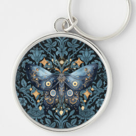 Chaveiro Mystical Watercolor Blue e Dourada Night Moth