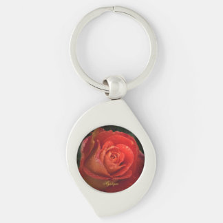 Chaveiro Mystique Dark Botanical Red Orange Rose Keyring