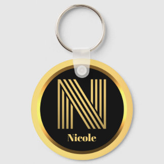 Chaveiro N Gold Monogrammed Letter Personalised Keychain