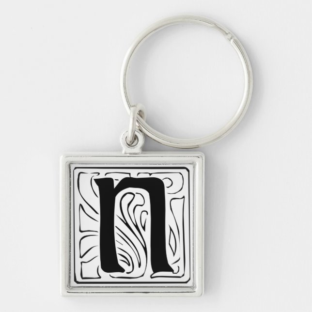 Chaveiro N Monogramm schwarz weiß Schlüsselanhänger (Frente)