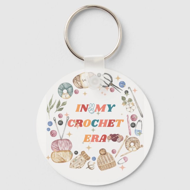 Chaveiro Na Minha Era de Crochê ,Presente para Mãe Crafter, (Frente)