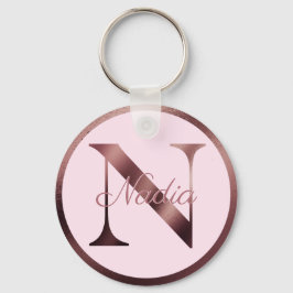Chaveiro Na moda cor-de-rosa N Rosa Monograma Metálico Dour