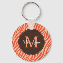 Na moda Dark Orange Zebra - Monograma e Nome de Im