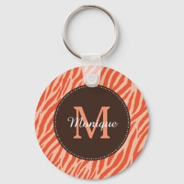 Chaveiro Na moda Dark Orange Zebra - Monograma e Nome de Im
