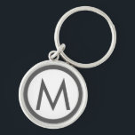 Chaveiro Na moda Monograma minimalista Cinza inicial<br><div class="desc">Design moderno minimalista apresenta um monograma na moda em cinza e branco.</div>