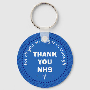 Chaveiro Na moda OBRIGADO AO Médio Personalizável NHS Azul