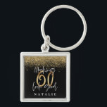 Chaveiro Na moda preto moderno e brilho dourado 60 anos<br><div class="desc">O moderno efeito negro e dourado reluz o presente de aniversário de 60 anos. Parte de uma coleção elegante de na moda.</div>