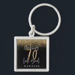 Chaveiro Na moda preto moderno e brilho dourado 70 anos<br><div class="desc">Presente de aniversário de 70 de brilho com efeito preto e ouro moderno. Parte de uma coleção elegante de na moda.</div>