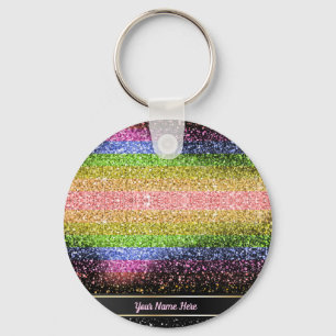 Chaveiro Na moda Rainbow Glitter Personalizado Keyring