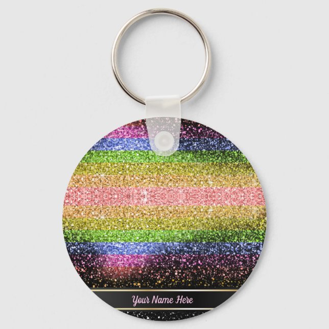 Chaveiro Na moda Rainbow Glitter Personalizado Keyring (Frente)