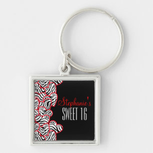 Chaveiro Na moda Red Sweet 16 Zebra Heart Design