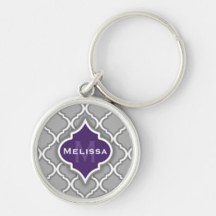 Chaveiro Na moda Roxo e Cinza Padrão de Azulejo marroquino