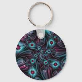 Chaveiro Na Profundidade da Arte Fractal Abstrato Azul Cor-