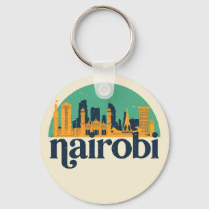 Chaveiro Nairobi Kenya City Skyline Retro Cityscape Art