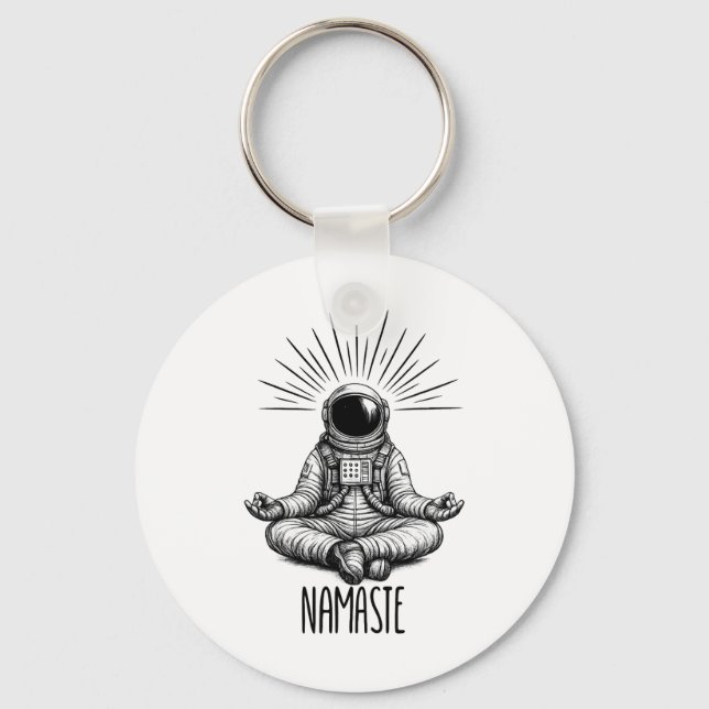 Chaveiro Namaste Astronauta Espaço de Yoga Meditação Pose d (Frente)
