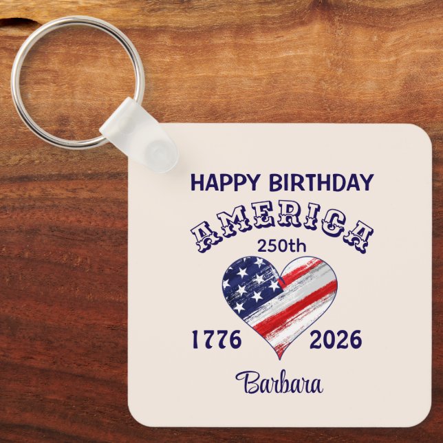 Chaveiro Name, Photo or Logo || Happy Birthday America (Frente)