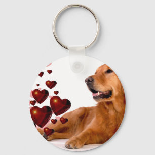 Chaveiro Namorados Red Hearts Ouro Retriever Dog