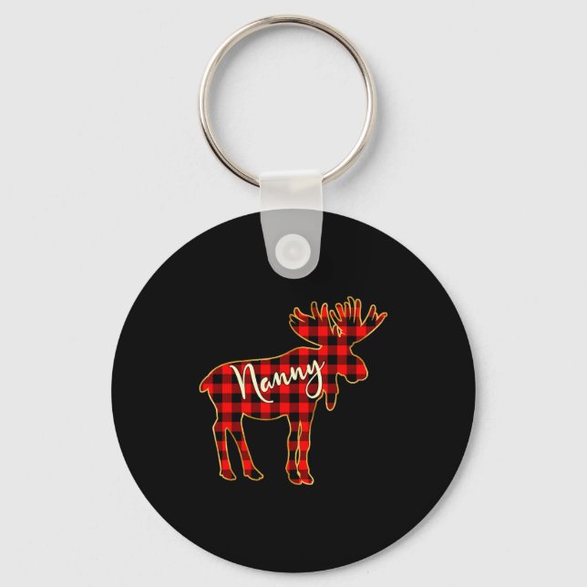 Chaveiro Nanny Moose _ Buffalo Red Plaid Family Christmas  (Frente)