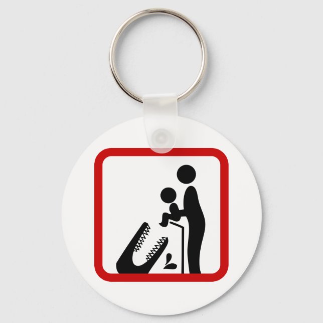 Chaveiro Não alimente o bebê ao sinal de zoológico de croco (Frente)