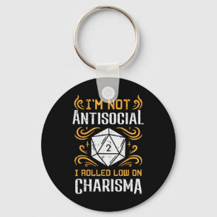 Chaveiro Não Anti Social Baixo Carisma Divertido Rpg Gamer
