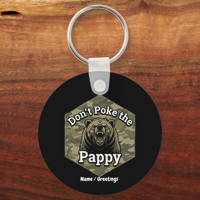 Chaveiro Não Cutuque o Papai Urso Pardo Engraçado Rústico (Frente)