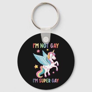 Chaveiro Não Sou Gay Sou Super Gay Orgulho LGBT Unicórnio