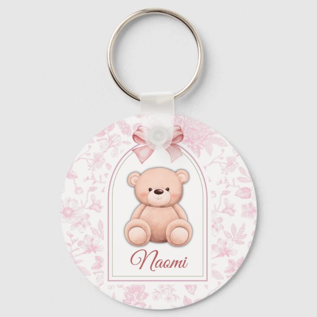 Chaveiro Naomi | Design de Enfermeiro de Urso Rosa Personal (Frente)