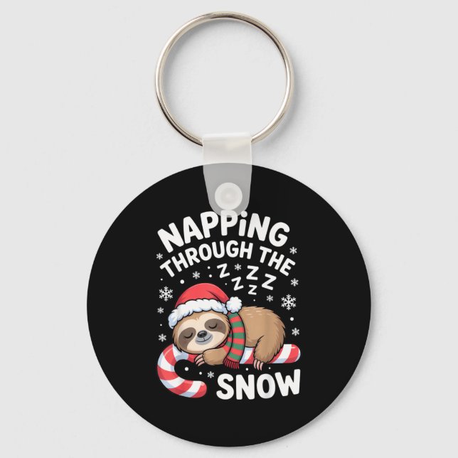 Chaveiro Napng Through The Snow Funny Sloth Candy Cane Xmas (Frente)