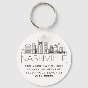 Chaveiro Nashville Estilizou Skyline   Slogan Personalizado