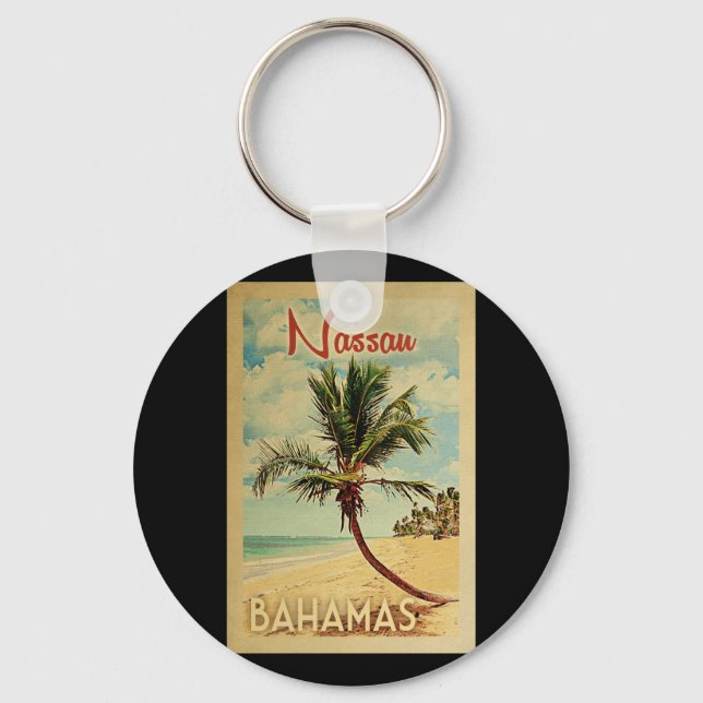 Chaveiro Nassau Palm Tree Viagens vintage (Frente)