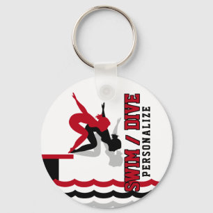 Chaveiro Natação Dive Team - Vermelho e Preto