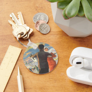 Chaveiro Natais vintages, Casal Romântico, Ice Skating