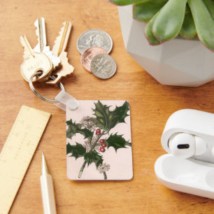 Chaveiro Natais vintages, Holly Plant com Red Berries