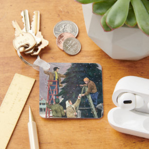 Chaveiro Natais vintages, Luzes de Corda Familiar na Árvore