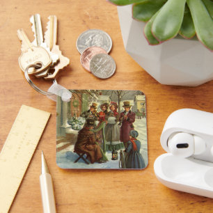 Chaveiro Natais vintages, músicos vitorianos em chamas