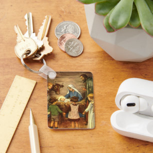 Chaveiro Natais vintages, Natividade Religiosa com Jesus Be