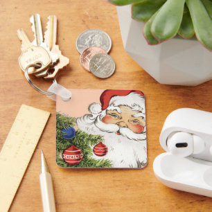 Chaveiro Natais vintages Papai Noel com Ornamentos de Árvor