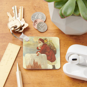 Chaveiro Natais vintages Papai Noel Vitoriano em Chaminé