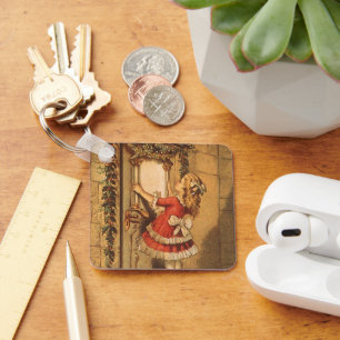 Chaveiro Natais vintages Victorian Girl travando um Garland