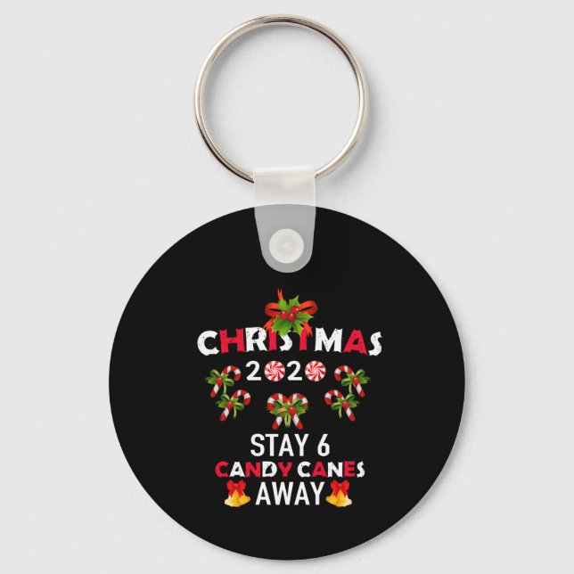Chaveiro Natal 2020 Ficar 6 Canes Doces Longe (Frente)