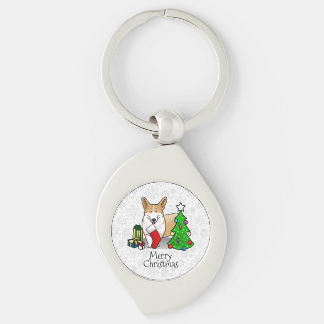 Chaveiro Natal 2 Pembroke Welsh Corgi (vermelho 1) (Frente)