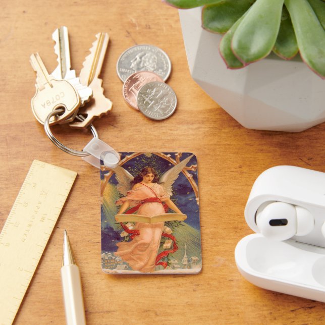 Chaveiro Natal Antigo, Anjo Vitoriano Lendo a Bíblia (Mesa)